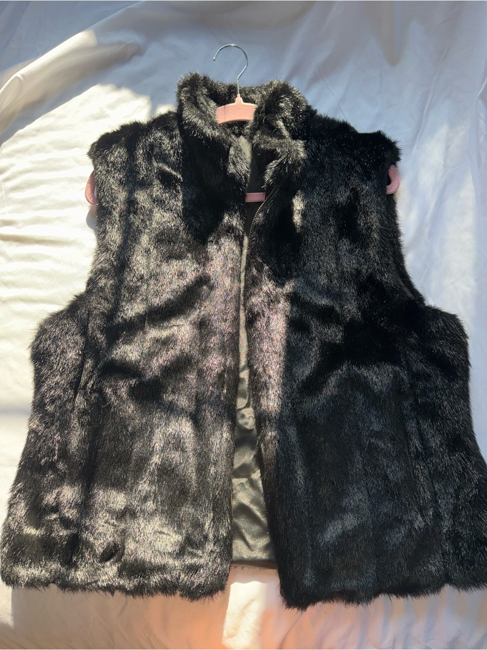 Women's Black Faux Fur Vest - Luxe Sleeveless Layer